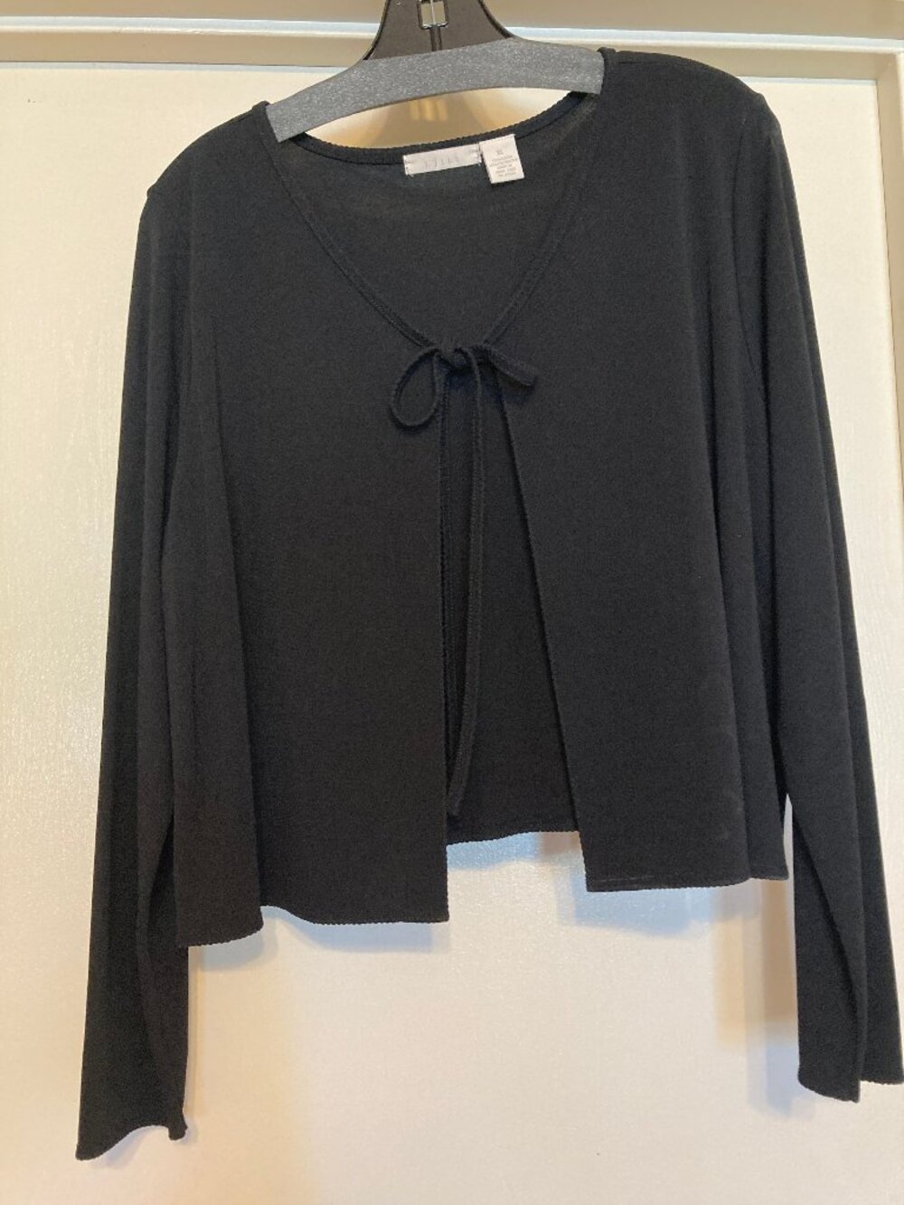 J. Jill Black Tie-Front Jacket Cardigan - Sz XL - Simple Elegance - 70% Rayon